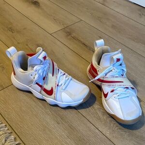 Nike White and Red Sneakers with Tan Soles